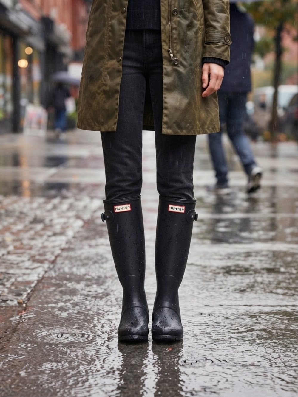 Hunter Women's Black Tall Matte Rain Boots with Side Buckle